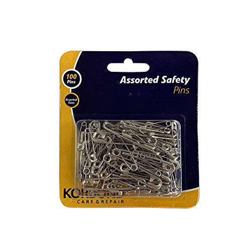 KORBOND Spille da Balia, 100 Pezzi, Misure Assortite (27 Mm, 38 Mm e 51 Mm), per Appuntare, Fissare o Allacciare Vestiti, per Creazioni Artigianali e Uso Domestico, Argento