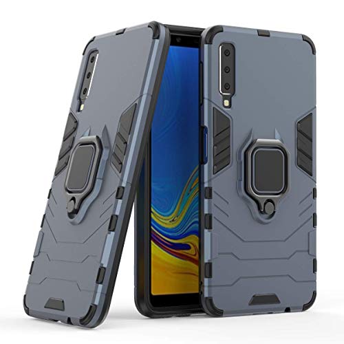 jaligel Cover per Samsung Galaxy A7 2018, 360°Girevole Regolabile Ring(Lavoro con Supporto Magnetico per Auto) Case Custodia Antiurto Paraurti Bumper TPU Anti-Drop Custodia per Galaxy A7 2018 - Blu