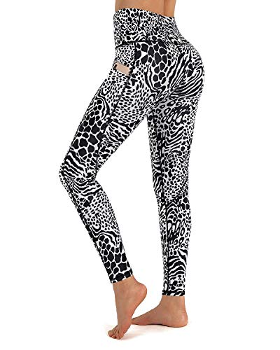 Promover Pantaloni da Corsa Donna Alta Vita con Tasche Yoga Pancia Controllo 4 Vie Stretch Yoga Running Collant