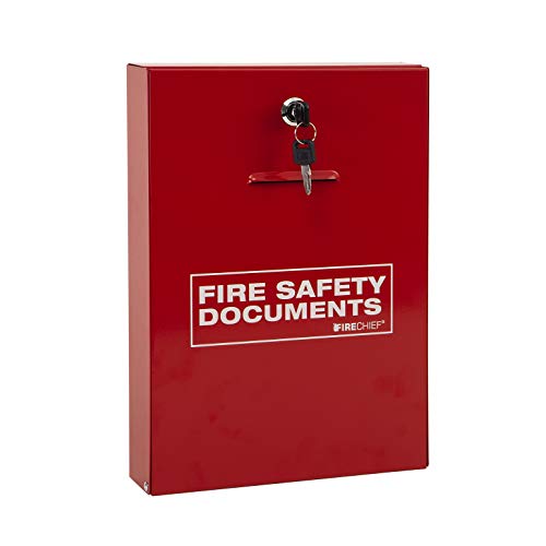Firechief DHS1 - Porta documenti con serratura a chiave, colore: Rosso
