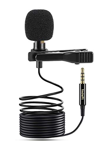 VoJoPi Microfono Lavalier, Mini Microfono con Clip, Microfono Condensatore Omnidirezionale Professionale per PC/Conferenza Video/Videocamera/Cellulare/Registratori Audio