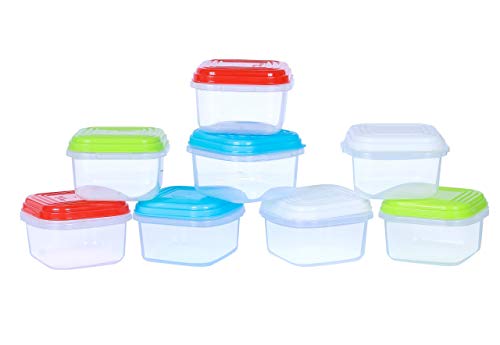 ARSUK Set di 8pcs mini contenitori per alimenti ermetici contenitori di plastica riutilizzabili con coperchi impilabili per microonde freezer lavastoviglie