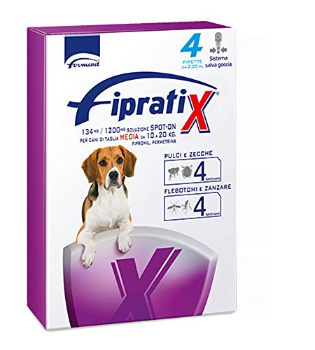Fipratix antiparassitario per pulci zecche flebotomi e zanzare in pipette