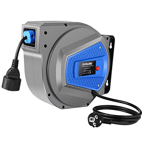 Himimi Avvolgicavo automatico Bobine per cavo 15m + 1m cavo prolunga elettrica 1500W, cavo elettrico a parete 180 ° lateralmente