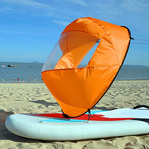Vela pieghevole per kayak, con finestra trasparente da 106,7 cm, per canoe, barche gonfiabili, arancione