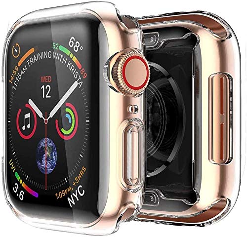 ALOUCH [2 Pack Cover Apple Watch Serie 5/Series 4 40mm, iWatch Custodia Protettore Schermo Protettivo Tutto Intorno Chiarissimo Morbido TPU Paraurti Pellicola Protettiva Case per Apple Watch 5 40mm