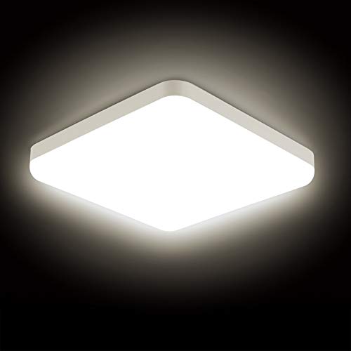 Combuh Plafoniera LED Impermeabile IP56 30W 2400Lm Facile da Installare Adatto per Salotto, Bagno, Ufficio, Portico Esterno, Garage-Bianco Naturale 4000K Quadrato Ø25Cm