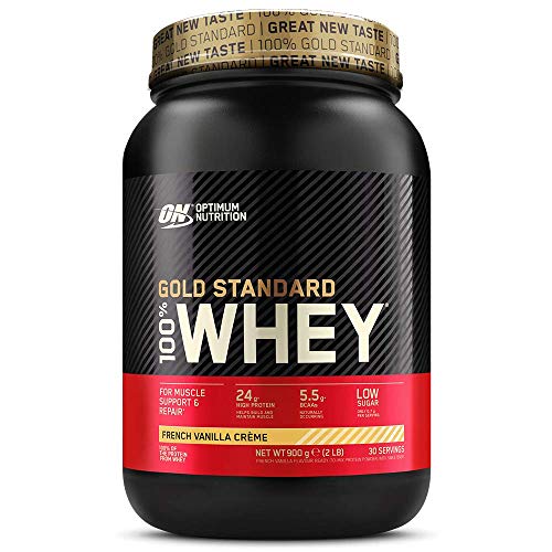 Optimum Nutrition Gold Standard 100% Whey Proteine in Polvere con Proteine Isolate ed Aminoacidi per la Massa Muscolare, Crema di Vaniglia Francese, 29 Porzioni, 0.9 Kg, Packaging Potrebbe Variare