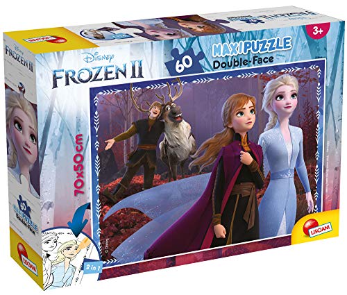 Lisciani Giochi- Disney-DF Plus Frozen 2 Puzzle Doppia Faccia, Multicolore, 60 Pezzi, 82162