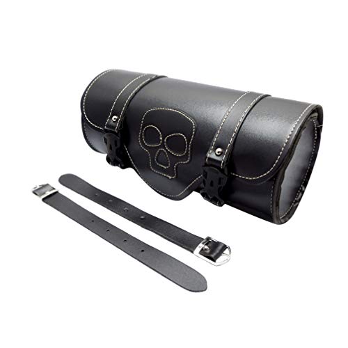 LIOOBO borsa porta attrezzi in pelle nera borsa da sella borsa appesa custodia gadget scatola per moto moto (nero)