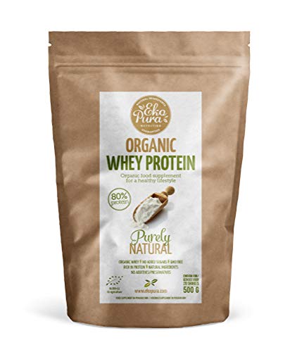 Organic Whey Protein - Naturale - 80% Proteine - Proteine Del Siero Del Latte Biologico - Senza: Aditivi, OGM, Soia, Zucchero Aggiunto - 500g