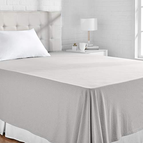 AmazonBasics - Lenzuolo sopra Singolo, in jersey mélange, 230 x 260 + 10 cm - Grigio