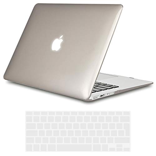 TECOOL Custodia MacBook Air 13 Case 2010-2017 (Modello: A1466 / A1369), Plastic Dura Cover Rigida Copertina con Copertura della Tastiera in Silicone per MacBook Air 13.3 Pollici - Cristallo Grigio