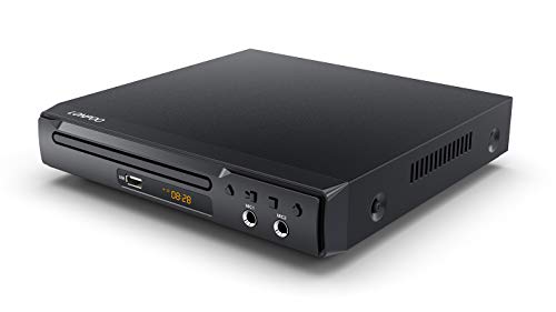 LONPOO Lettore DVD per TV, Lettore CD DVD con uscita HDMI e AV (cavo HDMI e AV incluso), porta Scart, porta MIC, ingresso USB, Design del case in metallo