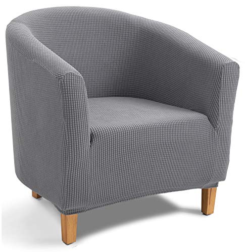 TIANSHU Poltrona da Cocktail Chesterfield Fodere coprisedia, Elasticizzato Jacquard Antiscivolo 1-Pezzo Fodere coprisedia Tub Chair Copridivano(Copertura della Sedia della Vasca,Grigio Chiaro)