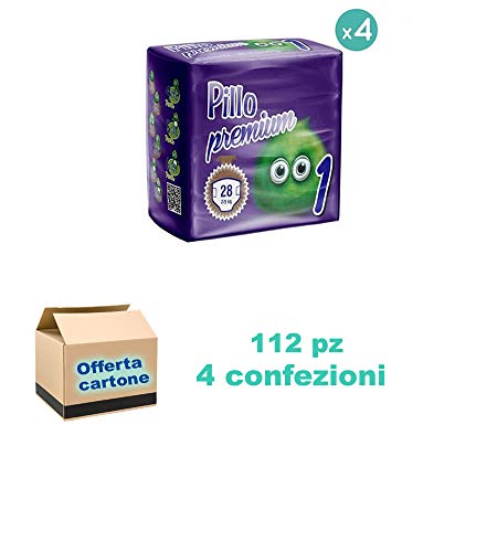 Pillo Premium New Born, Taglia 1 (2-5 Kg), 4x28, 112 Pannolini