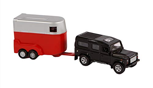 Toymaster Kids Globe Land Rover Defender con rimorchio per Cavalli, Colori Assortiti