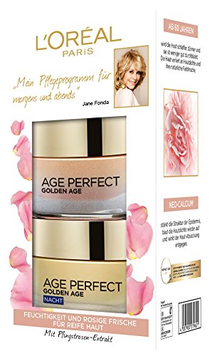 L'Oréal Paris Age Perfect Golden Age - Set regalo, crema viso giorno e notte con estratto di peonia, crema idratante anti-invecchiamento per carnagione fresca e rosea, 2 x 50 ml