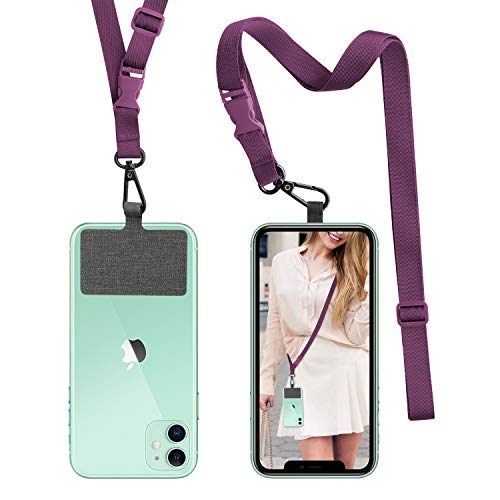 ROCONTRIP - Cordino per telefono con cordino rimovibile, compatibile con la maggior parte degli smartphone per iPhone, Google Pixel LG, HTC, Huawei, colore: Lilla
