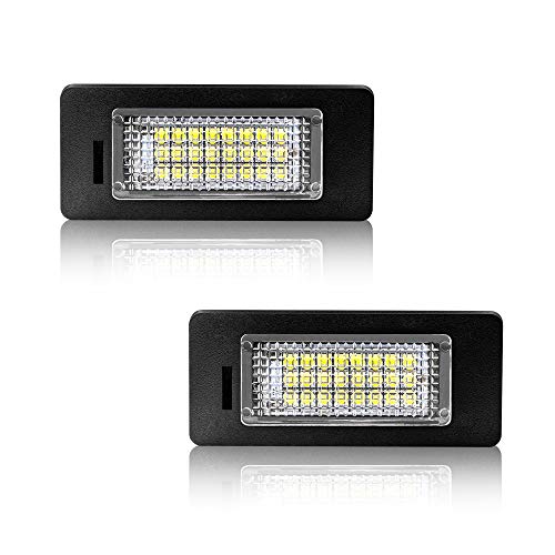 Safego Luci Targa a LED per Auto Lampada Targa 2835 SMD 6000K Xeno Bianco per B-M-W E39/E46/E82/E88/E90/E91/E92/F30/F31 ecc, 2 Pezzi, 1 anno di Garanzia