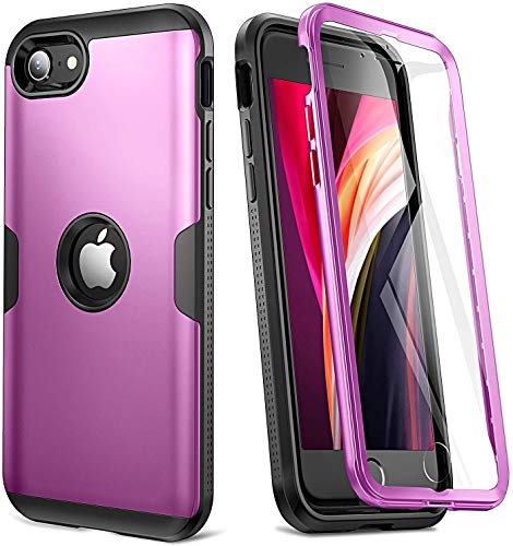 Cover per iPhone SE 2020 Custodia protettiva con protezione per lo schermo integrata resistente Copertura sottile antiurto adatta per iPhone SE 2020 Case per cellulare 4.7 pollici (2020) -viola