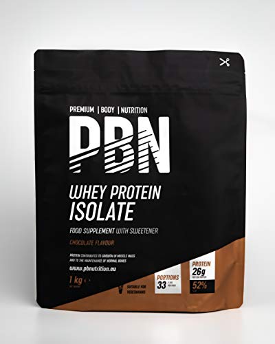 Premium Body Nutrition, proteine isolate del siero di latte in polvere (Whey-ISOLATE), 1 kg, cioccolato, 33 porzioni