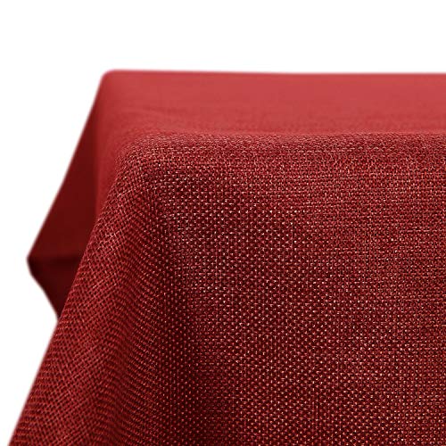 Deconovo Tovaglia Rettangolare Impermeabile in Tessuto Decorazione per Feste 130 x 130 CM Rosso