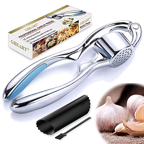 GHEART Spremiaglio Pressa Aglio,Garlic Press Facile da Pulire, Aglio Pressa Manuale per Cucina,Garlic Rocker And Peeler Set Forniture da Cucina,Facile da spremere e Pulire.