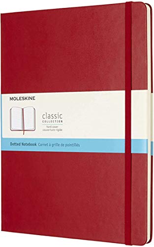 Moleskine Classic Notebook, Taccuino con Pagine Puntinate, Copertina Rigida e Chiusura ad Elastico, Formato XL 19 x 25 cm, Colore Rosso Scarlatto, 192 Pagine