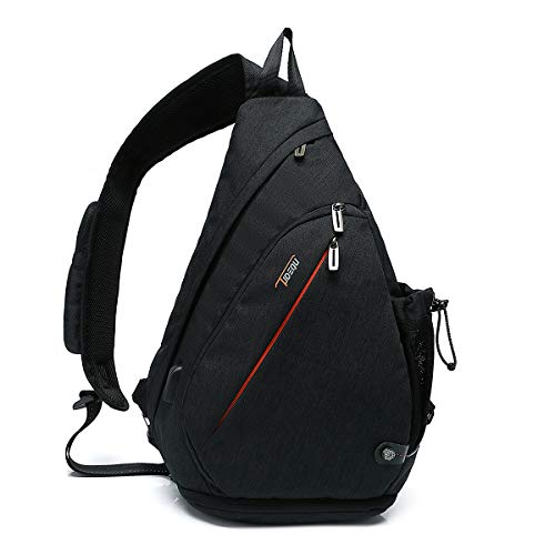 TUDEQU Crossbody Backpack Sling Chest Bag Backpack Casual Daypack with Dry Wet Separation And USB Port for Men & Women (Black)
