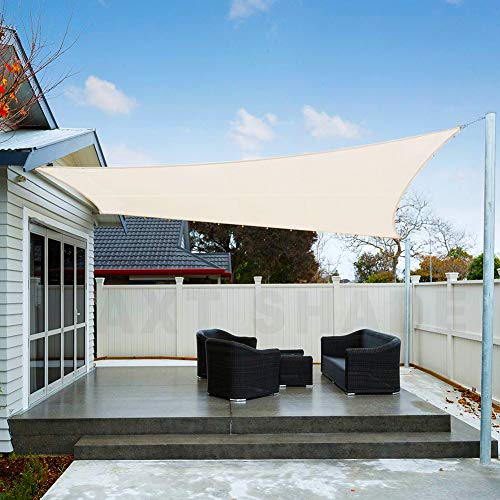 AXT SHADE Tenda a Vela Impermeabile Rettangolare 2 x 3m, Parasole e Protezione Raggi UV, per Esterni, Cortile, Giardino, Colore Crema