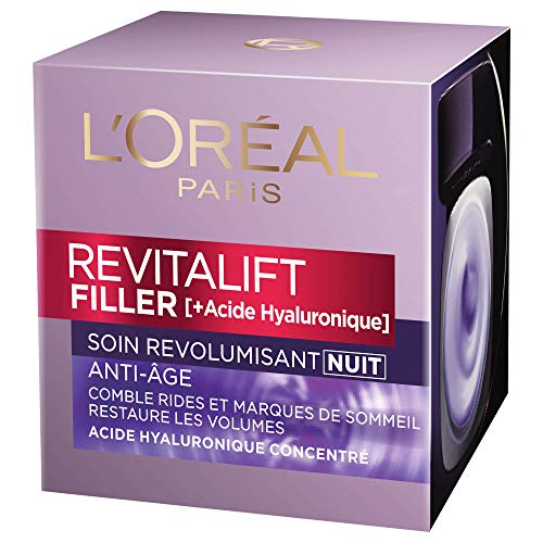 L'Oréal Paris Revitalift – Filler – Trattamento notte rivitalizzante – antirughe e volume – Anti-età – concentrato di acido ialuronico – 50 ml
