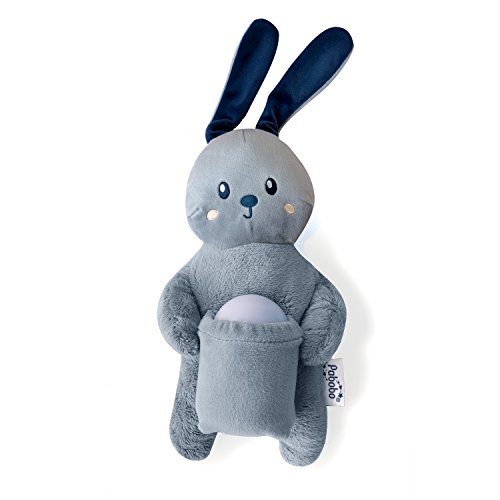 Pabobo – Peluche coniglio + luce notturna Nomade – Cofanetto regalo – LED a luce dolce per neonati e bambini – Ricaricabile – Blu