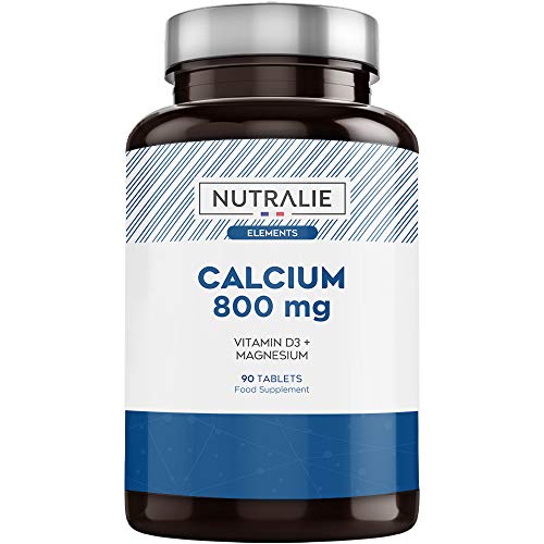 Calcio 800 mg con Magnesio e Vitamina D3 | Mantenimento di Ossa, Denti e Muscoli Normali con Calcio, Magnesio e Vitamina D Alto Dosaggio | 90 Compresse Nutralie
