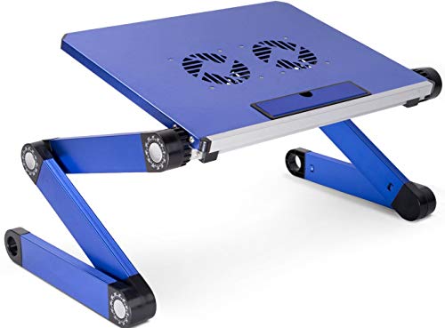 KEREITH - Supporto portatile regolabile in alluminio per notebook, laptop e MacBook, con ventole per CPU, peso ultraleggero, ergonomico, vassoio per il letto, posizione stop, seduta