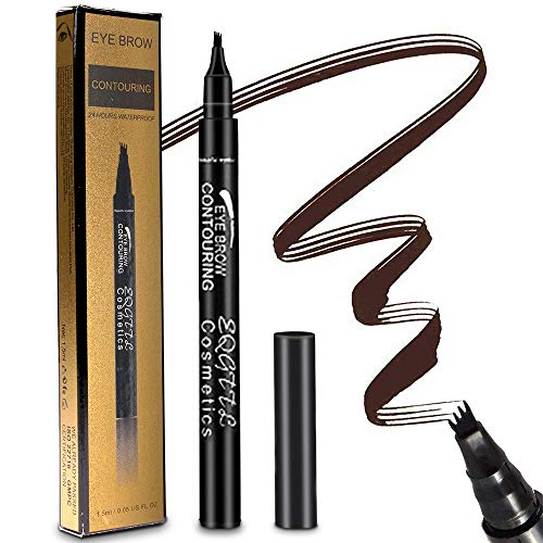 Tattoo Eyebrow Pen with 3 Colors Long-lasting Waterproof Brow Gel and Tint Dye Cream for Eyes Makeup(Dark Gray)