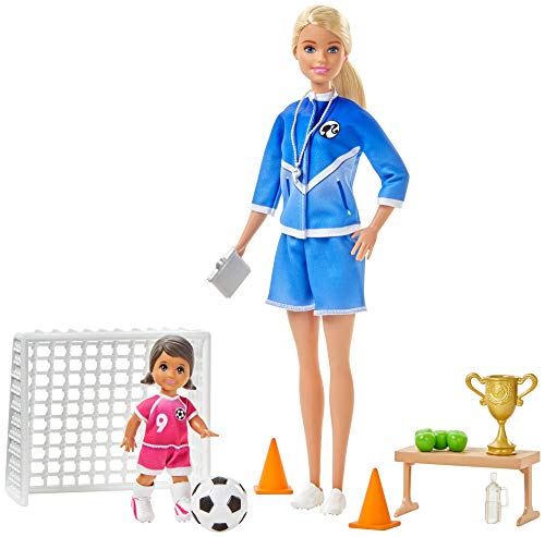 Barbie- Playset Allenatrice di Calcio con 2 Bambole e Accessori Giocattolo per Bambini 3+ Anni, GLM47