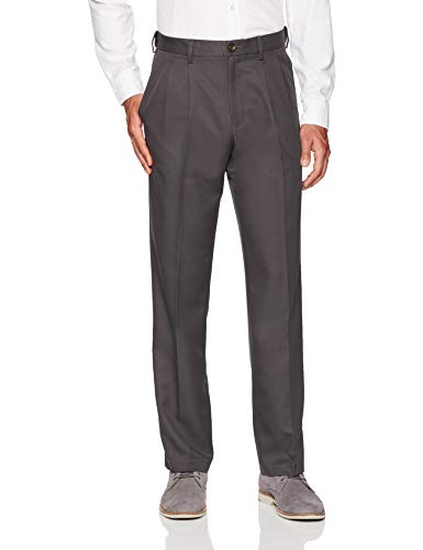 Amazon Essentials Expandable Waist Classic-Fit Pleated Dress Pants Pantaloni, Dark Grey, W40 / L32