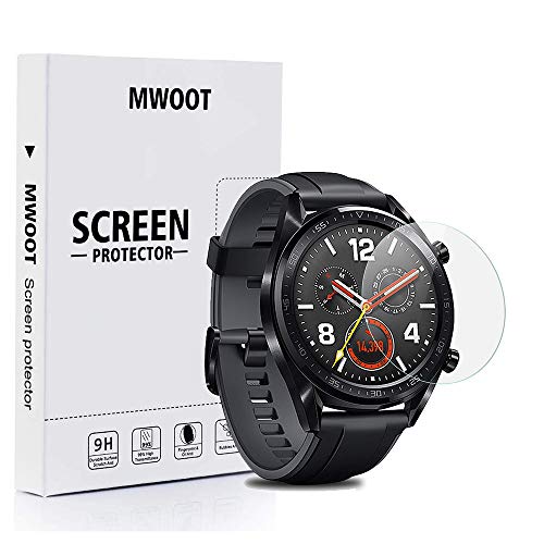 MWOOT 4 Pezzi Pellicole in Vetro Temperato per Huawei Watch GT, Anti Graffi Pellicole Protettive per Protezione dello Schermo