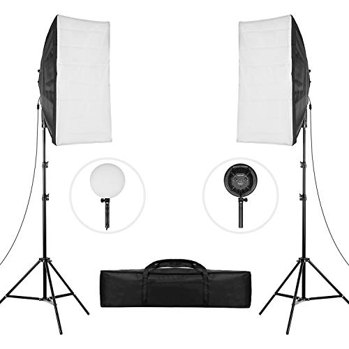 Andoer Softbox kit, LED Video Luce con Softbox Lightbox 20 x 28 pollici, Lampadina LED Dimmerabile 45 W 2 Temperature di Colore, per Ritratti in Studio, Fotografia Prodotti, Foto di Moda, Video, ecc