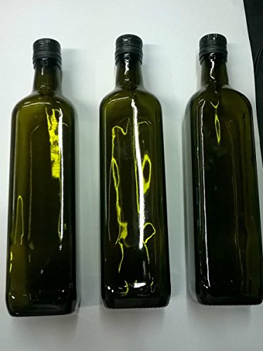 6 pezzi bottiglia VETRO SCURO UVAG marasca olio liquore quadra 1000 ml con tappo