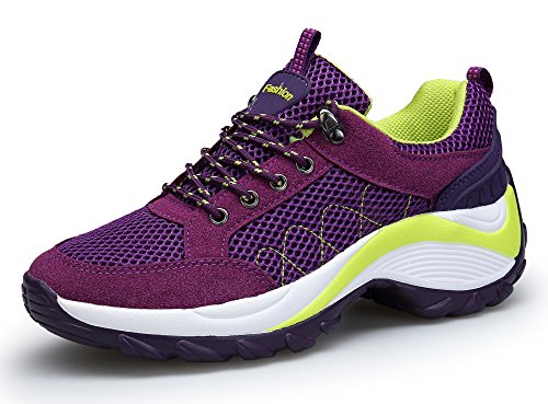 KOUDYEN Donna Scarpe da Ginnastica Corsa Fitness Sportive Basse Casual Running Sneakers,XZ006-purple-EU35