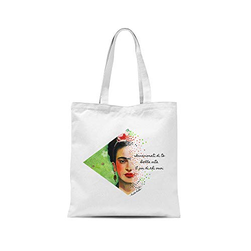 all sas Borsa shopper frida kahlo 100% tela di cotone stampa Made in Italy