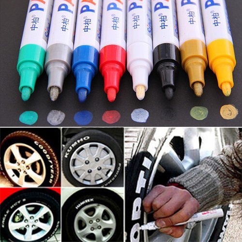 Brussels08, 1 pennarello colorato per pneumatici, universale, impermeabile, per pneumatici, gomma, metallo, vernice permanente, adatto per auto, moto, bici, battistrada Blue