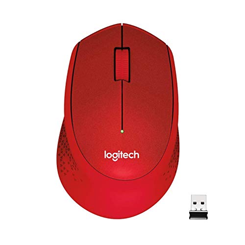 Logitech M330 Silent Plus Mouse Wireless, 2.4 GHz con Ricevitore USB Nano, 1 000 DPI, 3 ‎Pulsanti, Batteria Lunga Durata Fino a 24 Mesi, PC/Mac/Laptop, Rosso