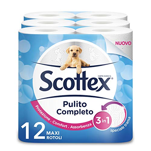 Scottex Pulito Completo Carta Igienica, Confezione da 12 Rotoli Maxi