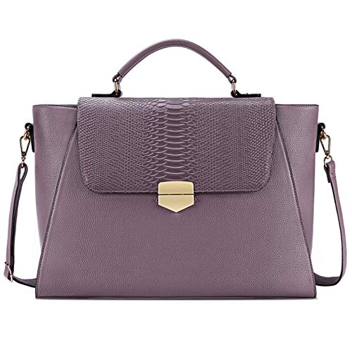 NEWHEY Borsa Donna Borsa Porta PC 15.6 Pollici Grande Impermeabile Borsa da Lavoro Borse Donna Tracolla in Pelle PU Ventiquattrore Donna Business Shopper Viola