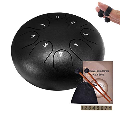 Tamburo in Acciaio, WZTO 8 Note 6 Pollici Steel Tongue Drum Pan Drum Strumento a percussione Handpan Tamburo Con Mazze Per Meditazione Personale Esibi