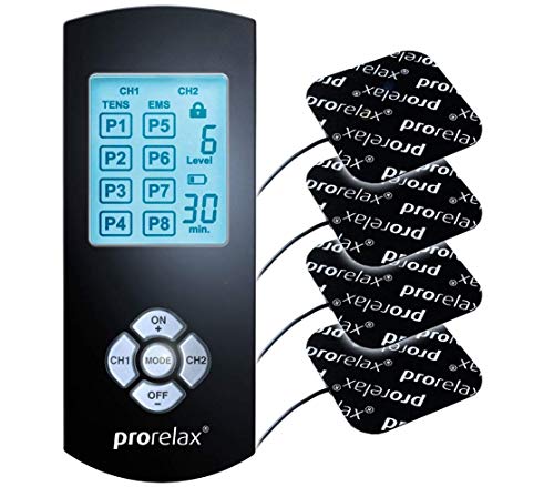 Prorelax 49702 Duo Comfort Blackline, Elettro-Stimolatore Muscolare con Ems + Tens, Elettro-Terapia 2 in 1, Allenamento Ems