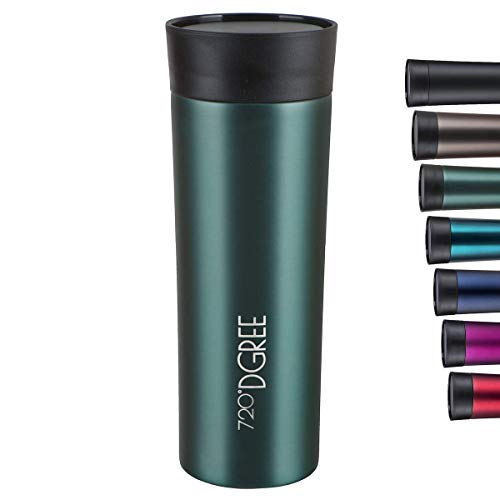 720°DGREE Tazza Termica da Viaggio “PleasureToGo” – 450ml, Verde | caffè Bicchieri di Acciaio Inossidabile | Travel Mug Coffee to Go